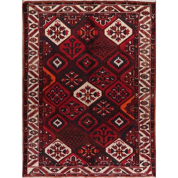 Bakhtiari Oriental Hand Knotted Vintage Wool Persian Area Rug - 9'9" x 6'9"