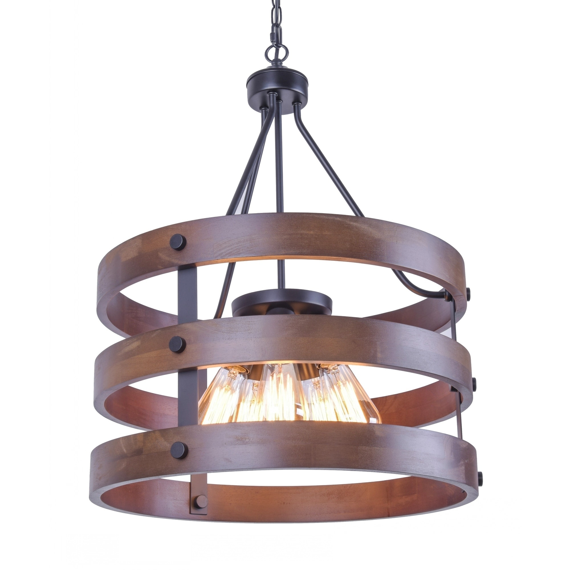 Rustic Wooden Chandelier, Natural 5-lights Pendant Light Wood and Iron - N/A - Chandeliers For Bedrooms by Overstock.com