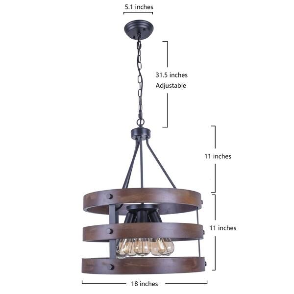 Rustic Wooden Chandelier Natural 5 Lights Pendant Light Wood Rustic Wooden Chandelier Natural