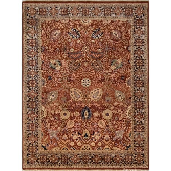 slide 1 of 8, Noori Rug Vegetable-dyed Pak-Persian Cleve Rust/Blue Rug - 9'3" x 12'3"