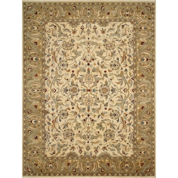 Noori Rug Turkish-Knotted Cromwell Ivory/Green Rug - 9'0" x 11'9"