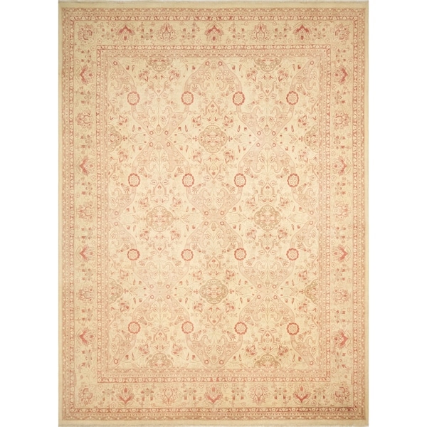 Noori Rug Turkish-Knotted Gulbahar Ivory/Rusty-Red Rug - 9'0" x 12'4"