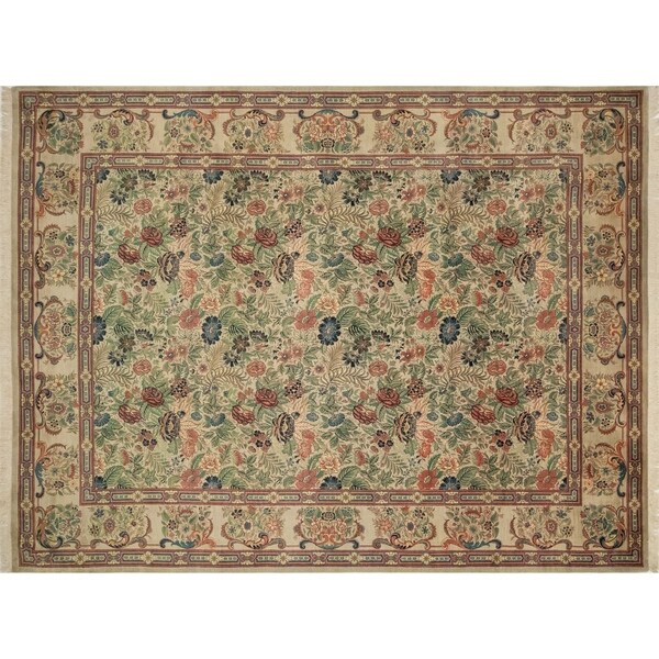 Noori Rug Pak-Persian Ilham Bone Grey/Green Rug - 9'2" x 12'1"