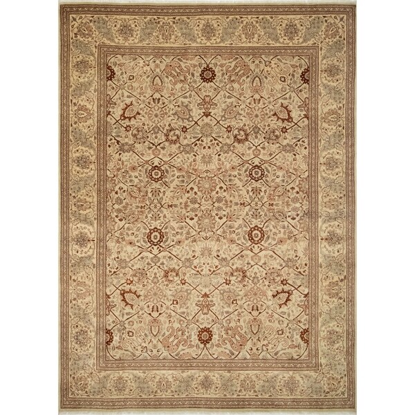 Noori Rug Turkish-Knotted Nousha Bone Grey/Beige Rug - 9'1" x 12'5"