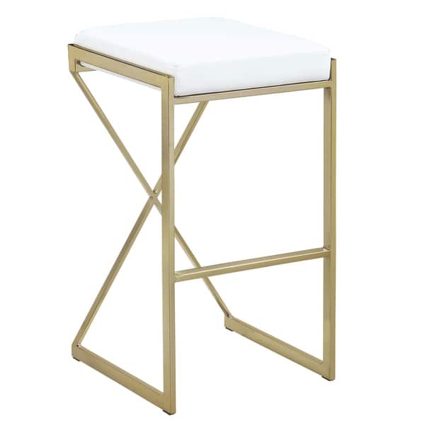 Contemporary Sleek Design Gold/ White 30inch Bar Stool Bar Height