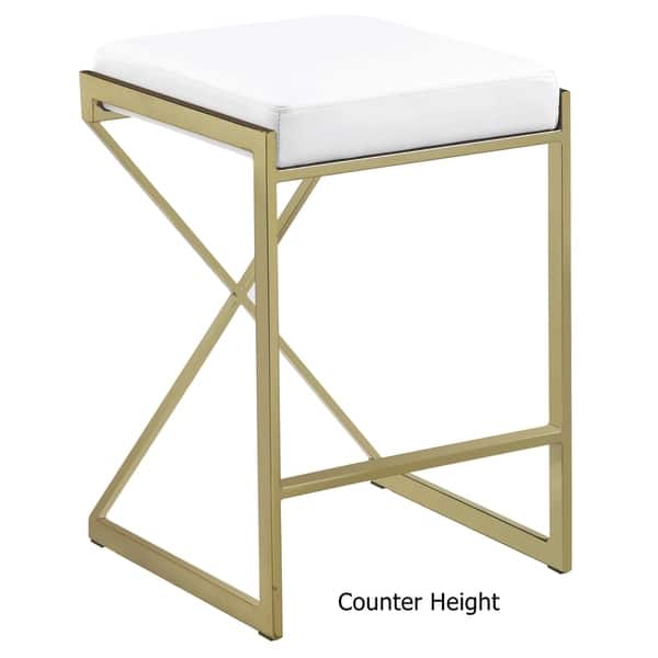 Contemporary Sleek Design Gold/ White 25inch Counter Height Stool