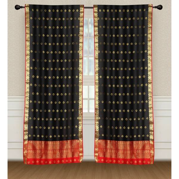 Shop 2 Black Bohemian Indian Sari Curtains Rod Pocket Living Room