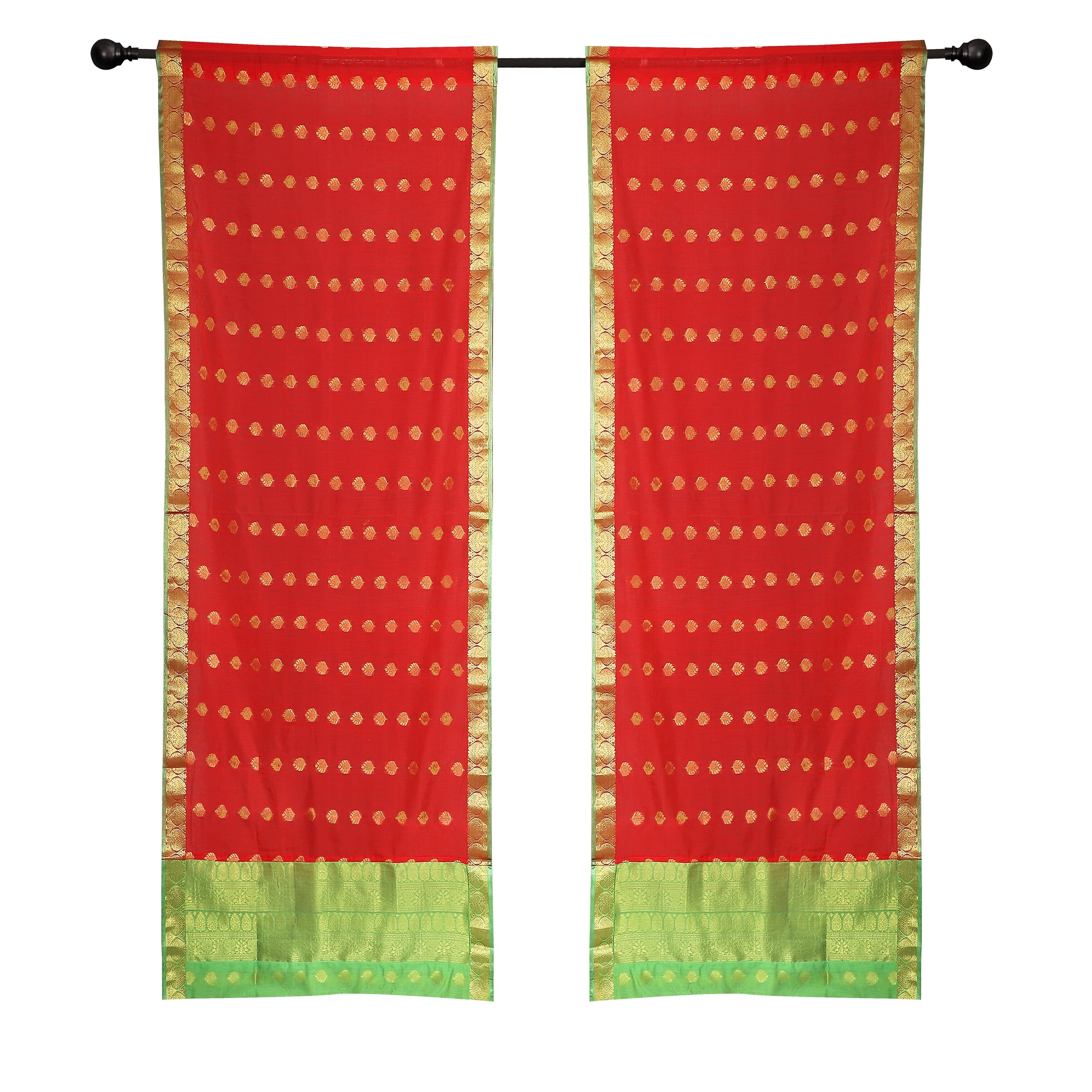 Shop 2 Red Bohemian Indian Sari Curtains Rod Pocket Living Room