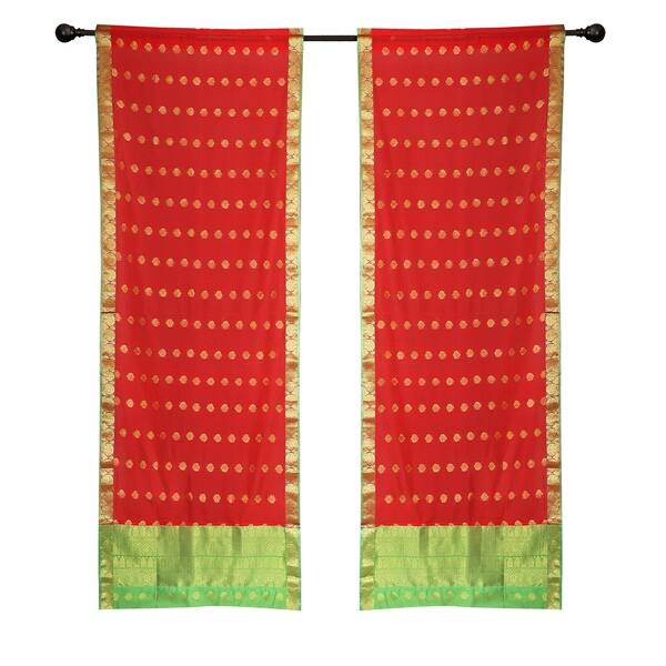 Shop 2 Red Bohemian Indian Sari Curtains Rod Pocket Living Room