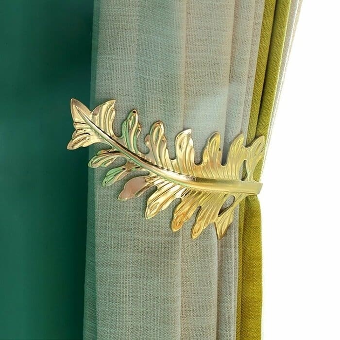 Olivia Leaf Curtain Holdbacks (Set of 2) - Gold Finish - Gold