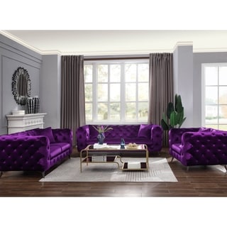 ACME Atronia Purple Vintage Tufted Upholstery Transitional Sofa