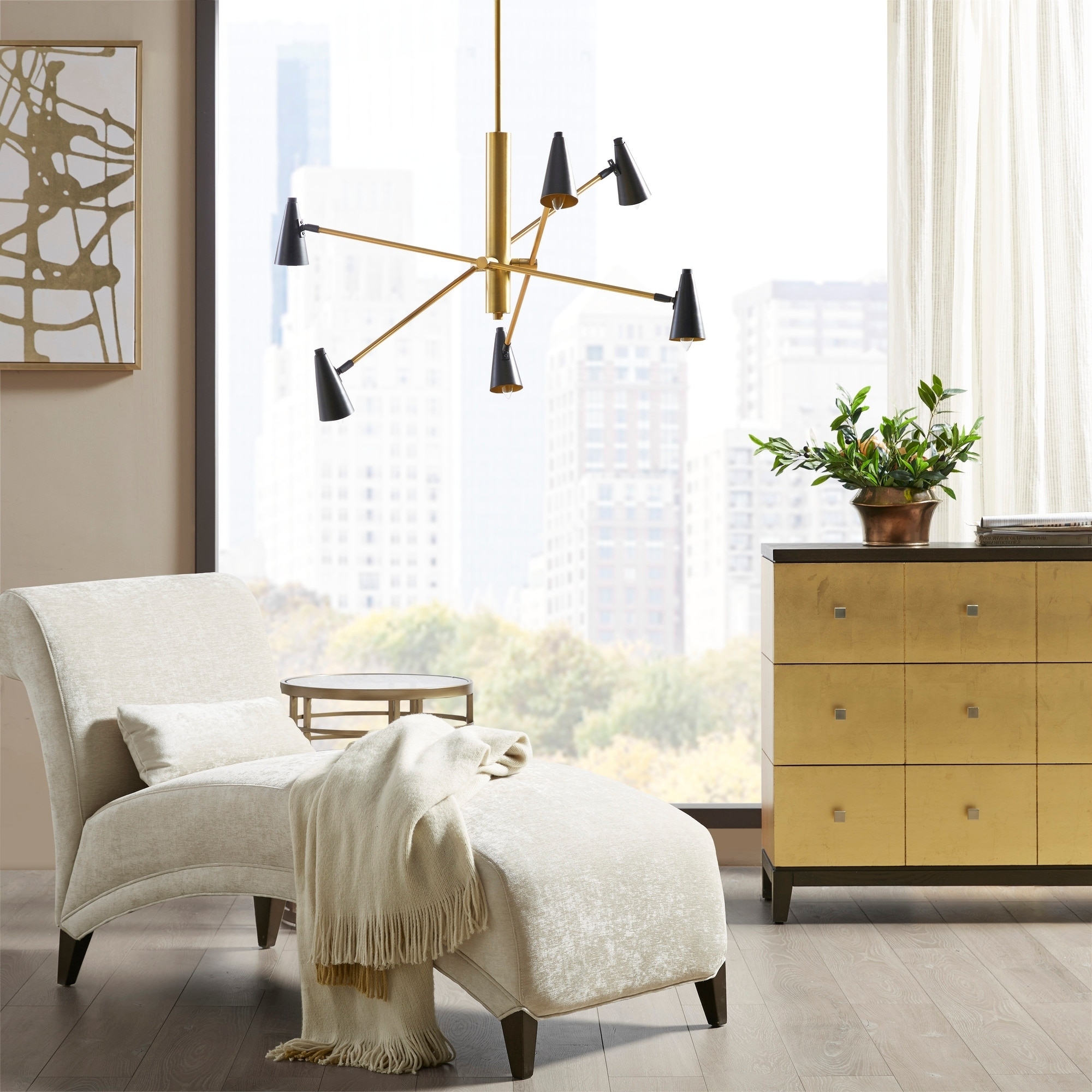 Martha Stewart Barrow 6-Light Gold/Black Chandelier - Chandeliers For Bedrooms by Overstock.com