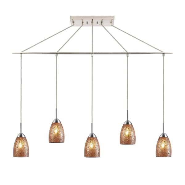 slide 1 of 25, Woodbridge Lighting 13229STN-M20 Venezia 5-light Linear Pendant Mosaic Amber