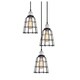 preview thumbnail 27 of 31, Woodbridge Lighting 18324ABZWL-SW106BK Fulton Multi-light Wire Cage Cluster Pendant w/ ST64 Bulb