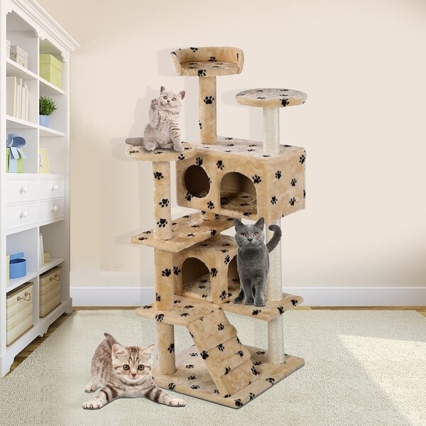 New Cat Tree Tower Condo Furniture Scratch Post Kitty Pet House Play Brown 