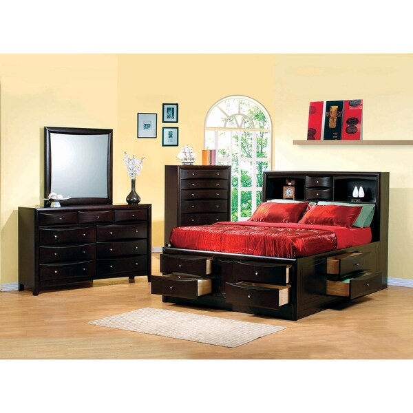 Entrepreneur Cappuccino 2-piece Storage Bedroom Set with Nightstand