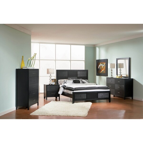 Jarvis Black 3-piece Panel Bedroom Set with 2 Nightstands