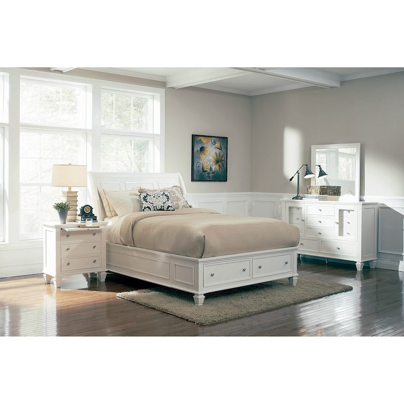 Grace 3-piece Storage Bedroom Set with 2 Nightstands - White - Queen