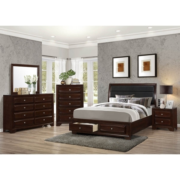 Israel Cappuccino 3-piece Storage Bedroom Set with 2 Nightstands
