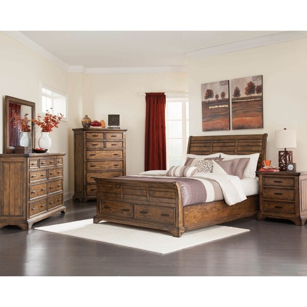 Clydesdale Vintage Bourbon 2-piece Storage Bedroom Set with Dresser