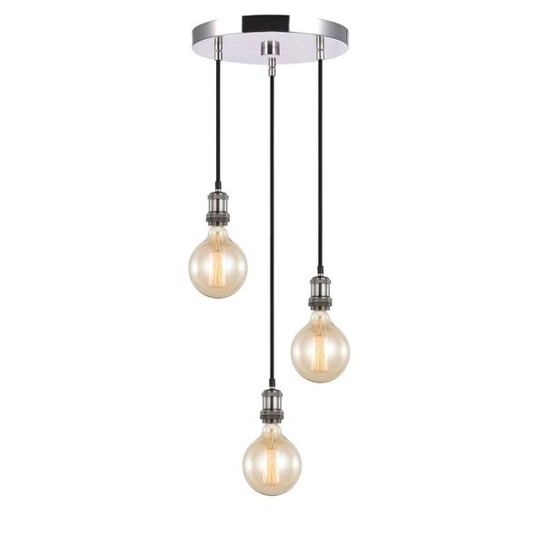 slide 2 of 16, Woodbridge Lighting 18324SC-G125 Fulton Cluster Pendant w/ G125 Bulb 3 - Antique Nickel/ Nickel