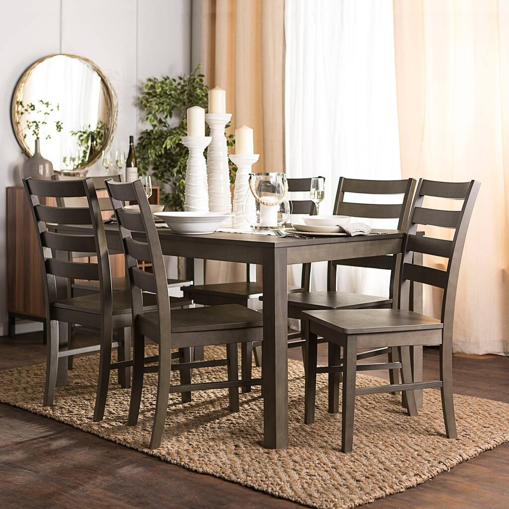 Office Accents Homestead 7 Piece Classic Design Wood Dining Set - Aged Grey