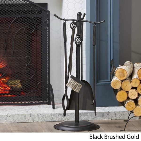 Shop Brookshire Iron Fireplace Tool Set By Christopher Knight Home