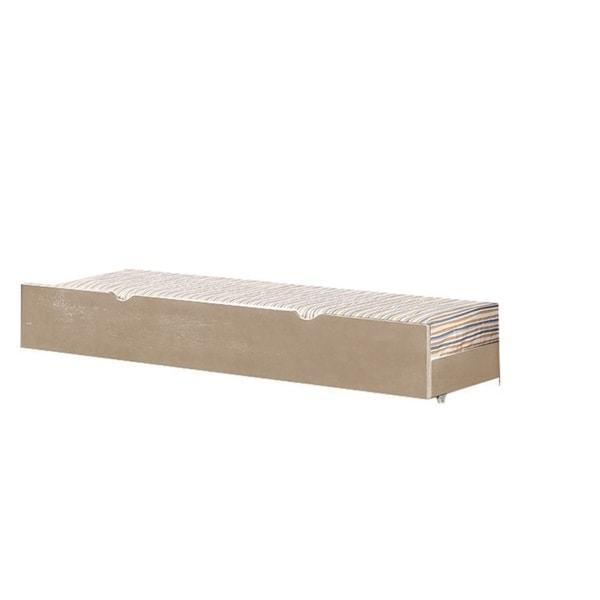 Transitional Style Twin Size Wooden Trundle with Cutout Handle, Brown
