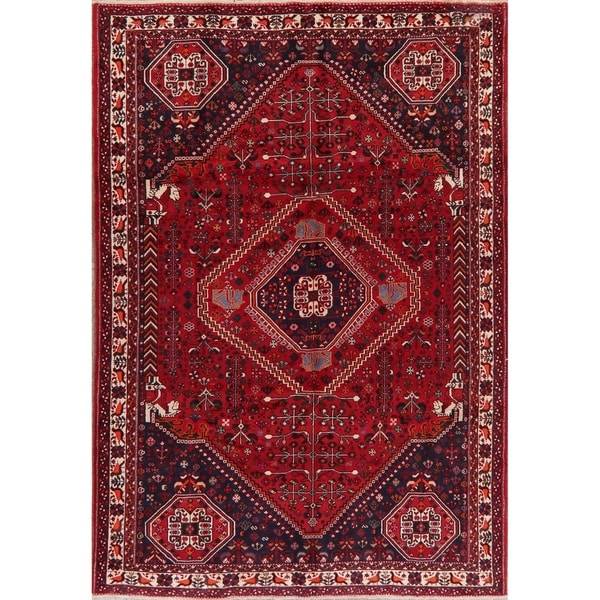 Shiraz Traditional Oriental Tribal Hand Knotted Wool Persian Area Rug - 9'8" x 6'10"