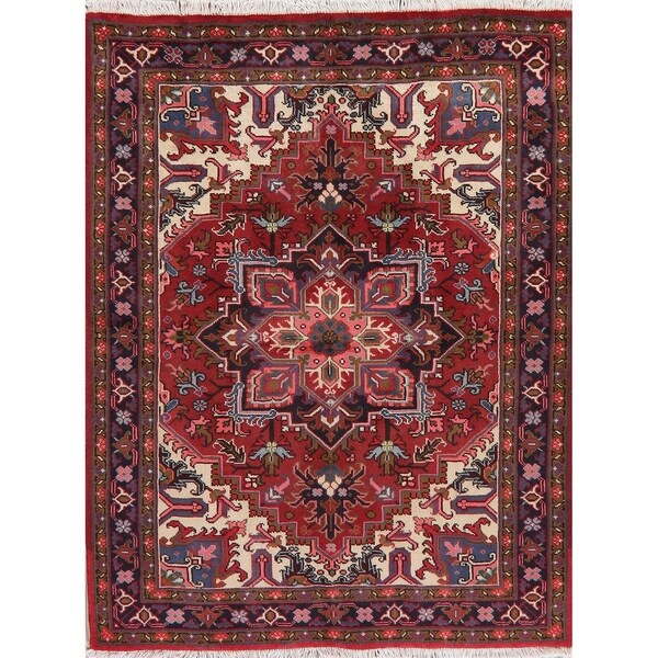 Heriz Oriental Traditional Hand Knotted Wool Persian Area Rug - 6'5" x 4'11"