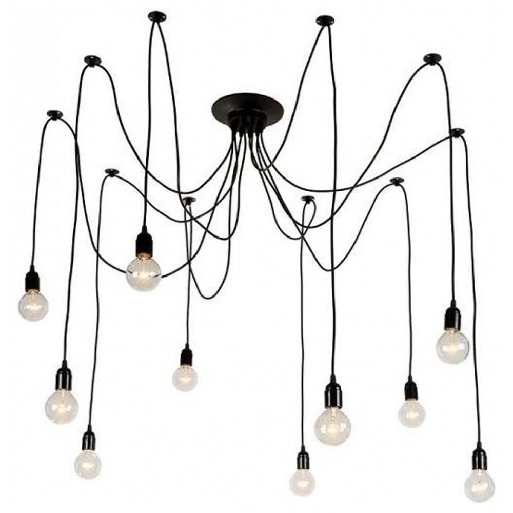 Black Industrial Edison Spider Chandelier Pendant Lights, Adjustable (14 Light) - Chandeliers For Bedrooms by Overstock.com