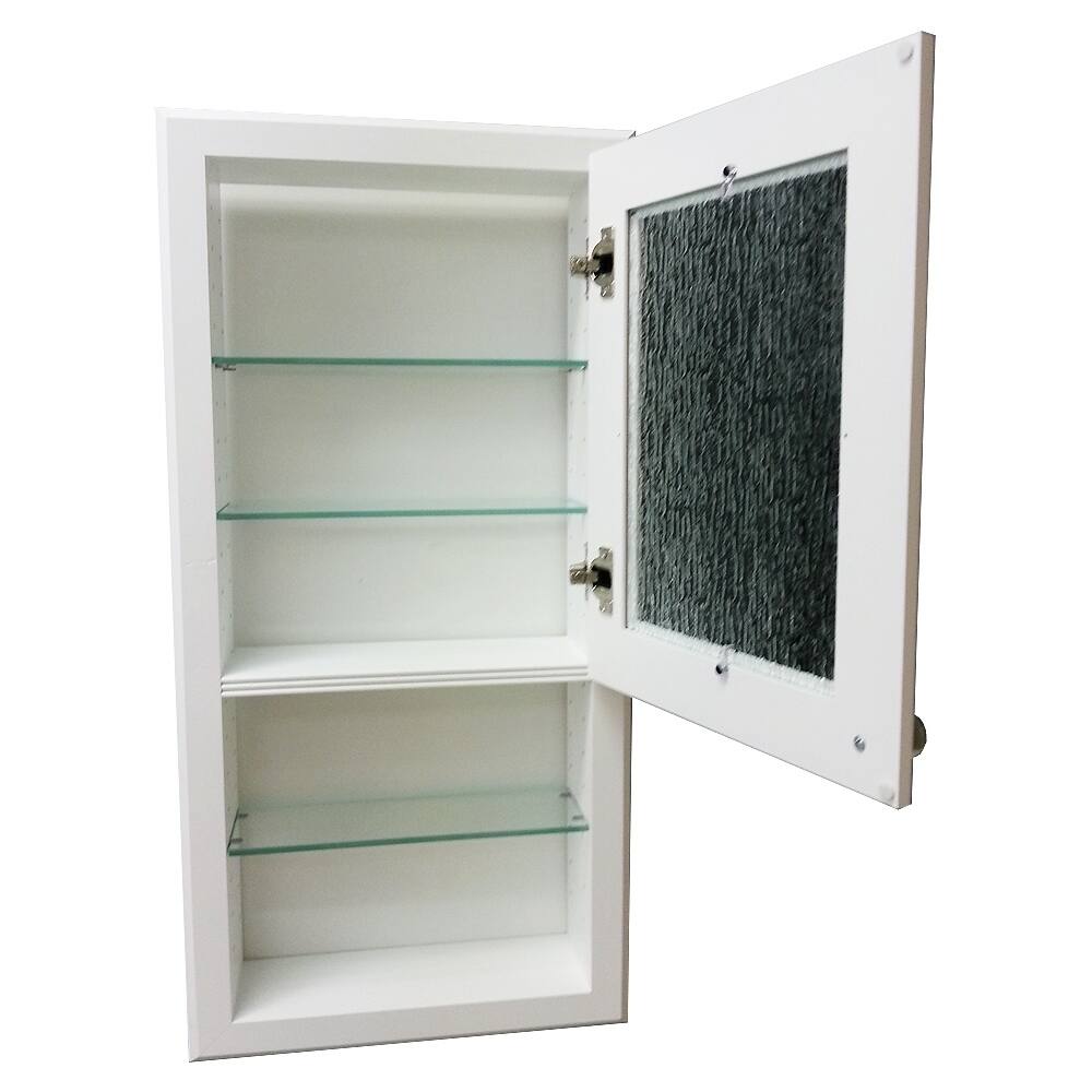 Regal Series Recessed Cabinet with shelf, Rain Art Glass Door