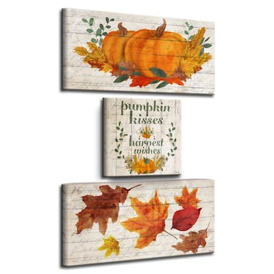 Olivia Rose 'Pumpkin Kisses & Harvest Wishes' 3-Pc Fall Canvas Wall Art Set