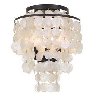 Brielle 3-light Bronze/ Capiz Shell Flush Mount