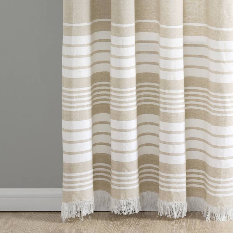 Porch & Den Masters Yarn Dyed Cotton Fringe Window Curtain Panel Pair
