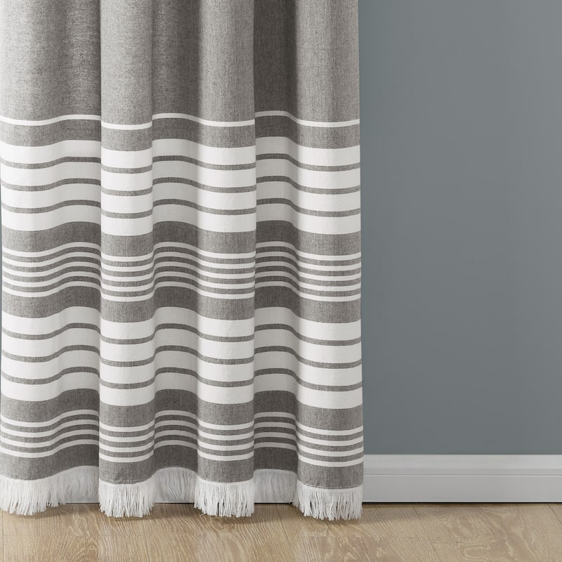 Porch & Den Masters Yarn Dyed Cotton Fringe Window Curtain Panel Pair