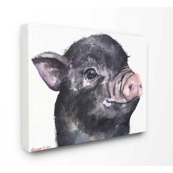 Shop Porch Den Cute Pig Baby Animal Watercolor Canvas Print