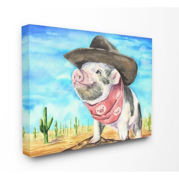 Shop Stupell Industries Funny Wild West Fashion Baby Pig Blue