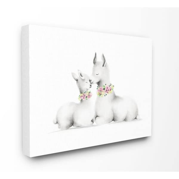 Stupell 'Cartoon Baby Llama And Mama' Kid's Canvas Print - Multi-Color ...