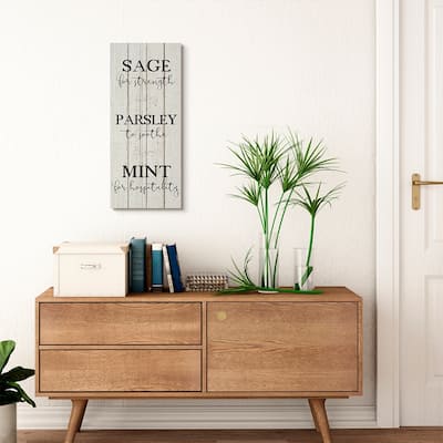 Stupell Sage Herb Kitchen Dining Room Wood Textured Word Design,10x24, Proudly Made in USA - Multi-Color
