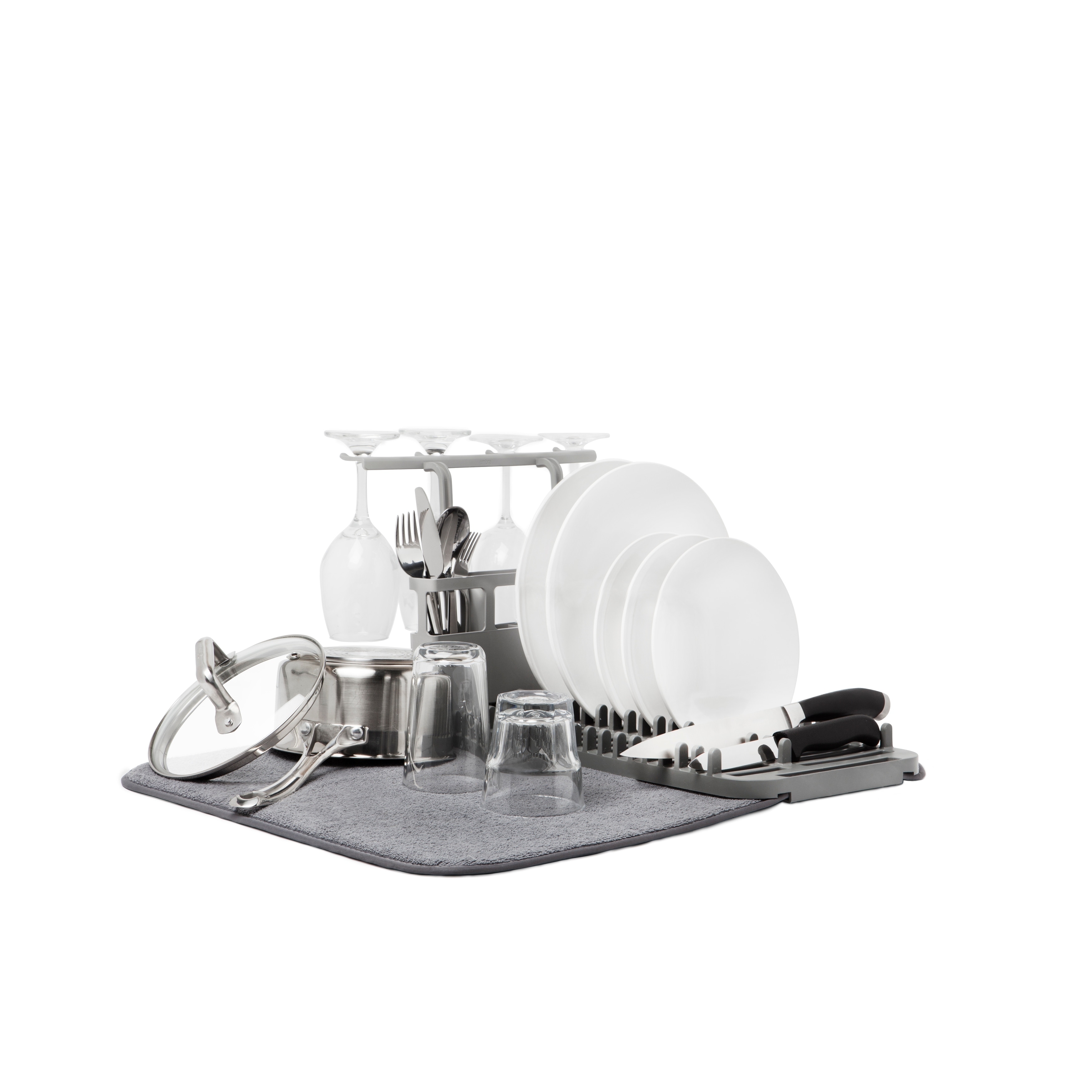 Expandable Dish Drying Rack Adjustable Dual-Part Dish Drainer with  Detachable Utensil Holder