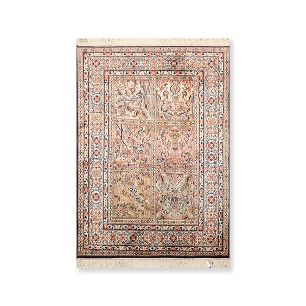 Hand Knotted TajCertified Silk 340-400 KPSI Persian Oriental Area Rug (2'1"x3'1")