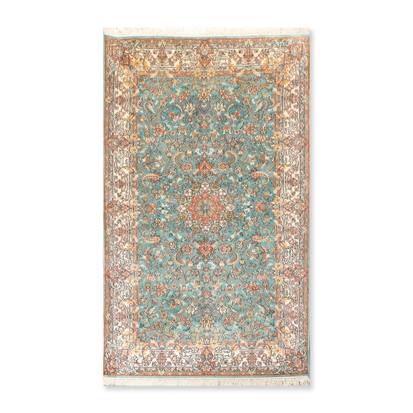Hand Knotted Certified Silk 340-400 KPSI Persian Oriental Area Rug (3'1"x5'4")