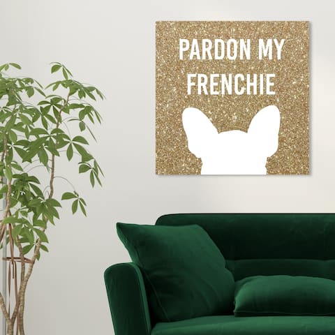 Oliver Gal 'Pardon My Frenchie Glitter' Typography and Quotes Wall Art Canvas Print - Gold, White