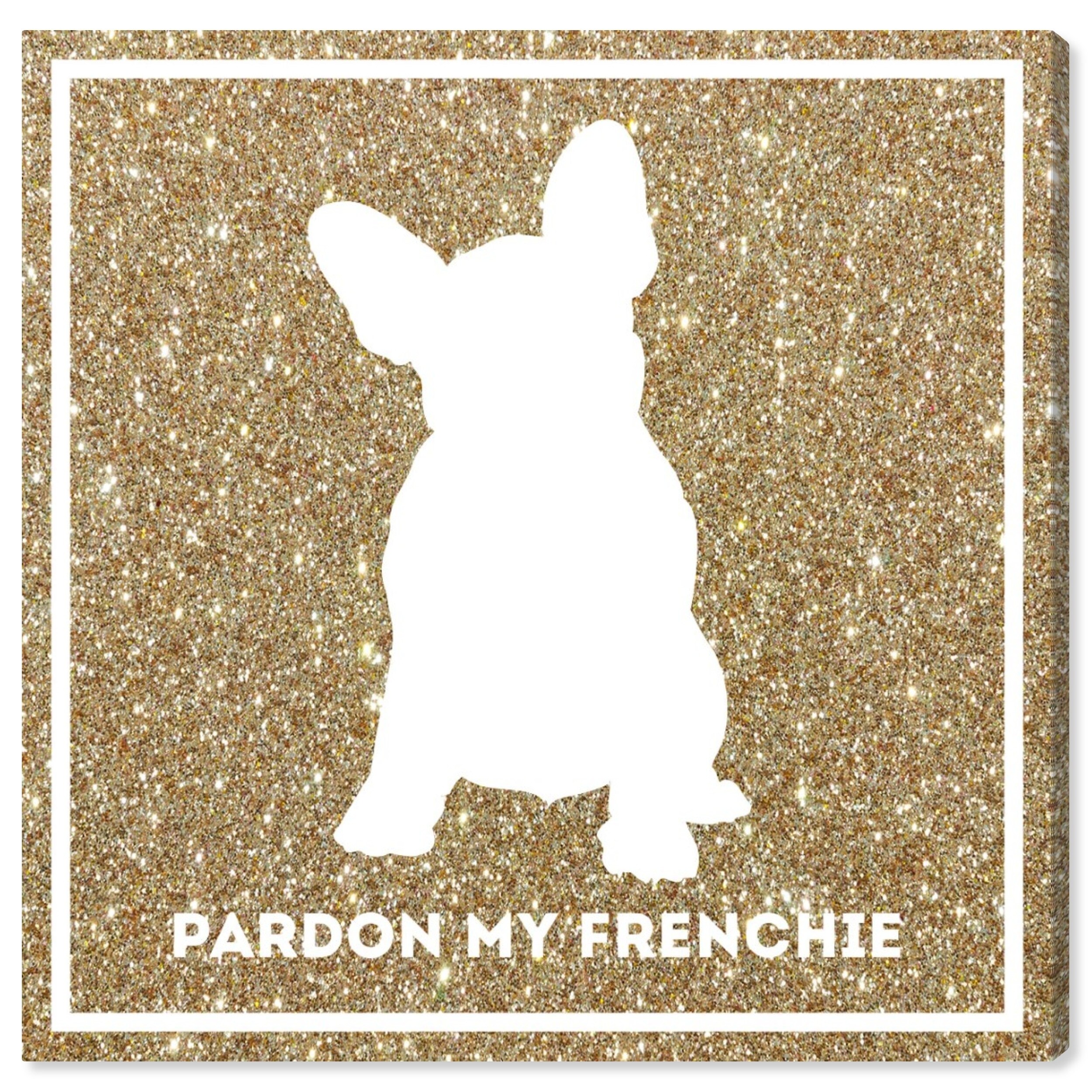 Oliver Gal 小さい 30x30cm キャンバス Pardon my Frenchie Oliver Gal 'Pardon My Frenchie Glitter' Animals Wall Art