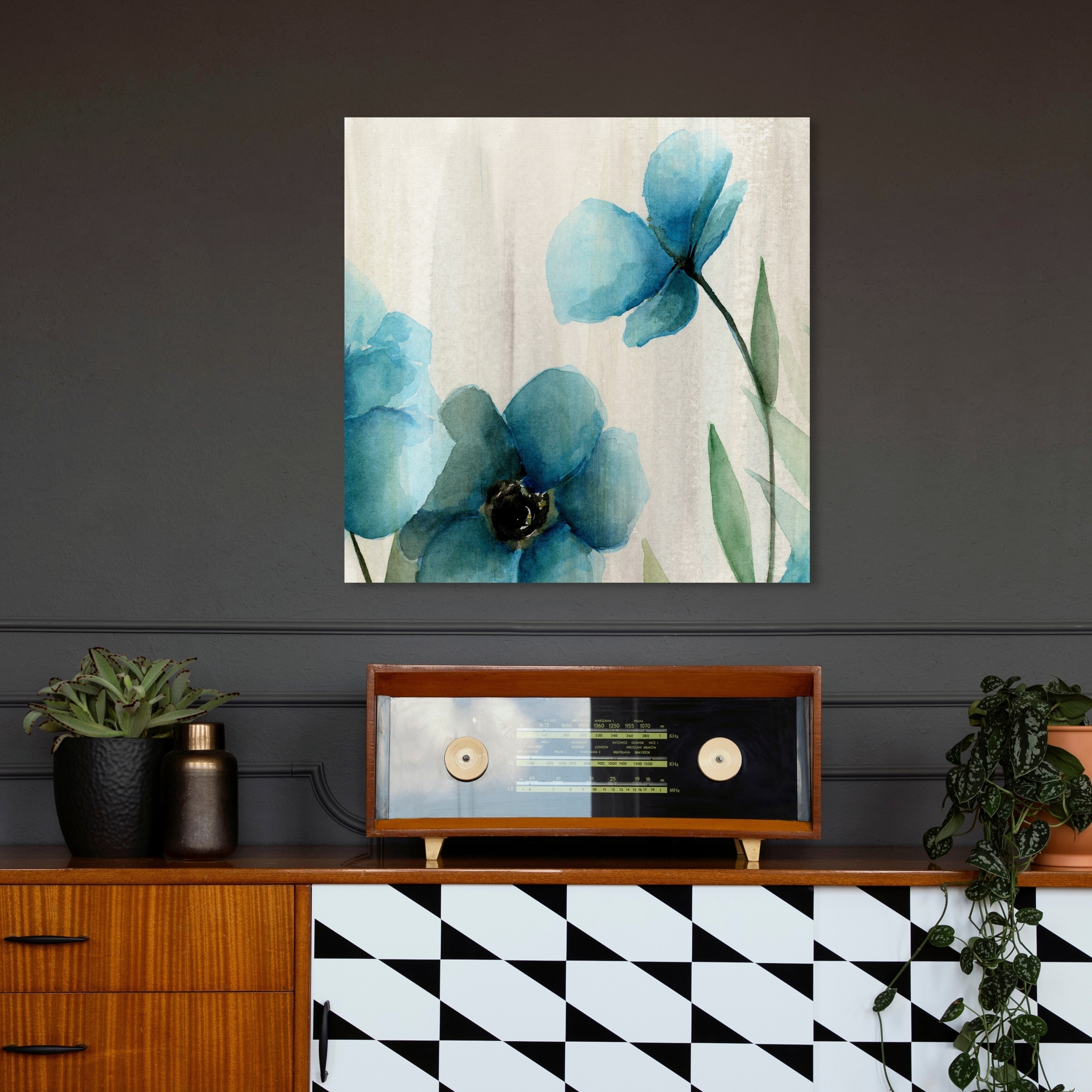 Oliver Gal 'Blue Flowers II' Floral and Botanical Wall Art Canvas