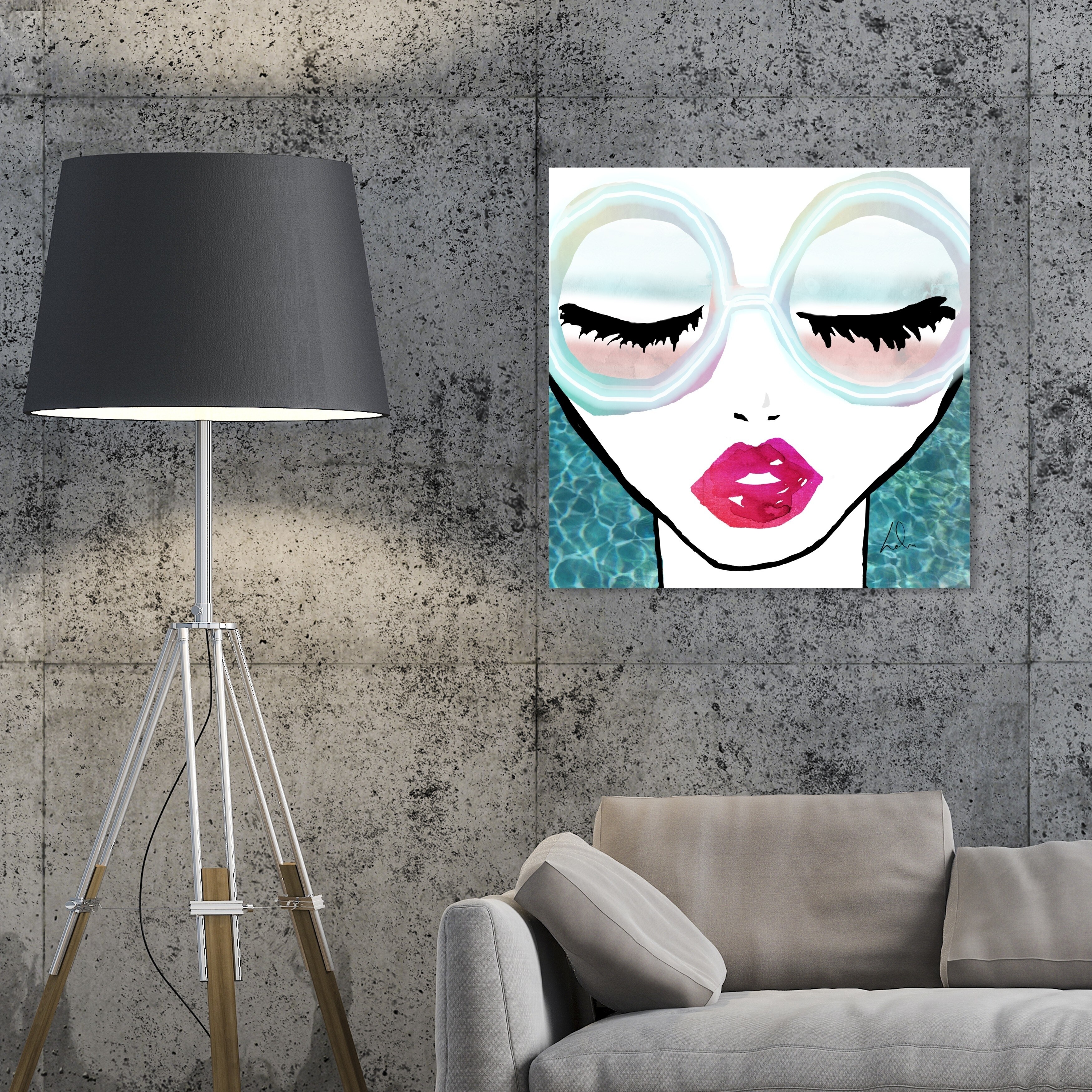 Coco Beach Grey Blue  Fashion and Glam Wall Art by Oliver Gal