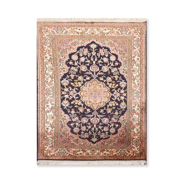 Hand Knotted Medallion ChandCertified Silk 340-400 KPSI Persian Oriental Area Rug (2'6"x4')