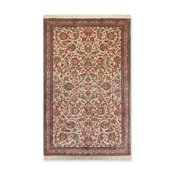 Traditional Qum Hand Knotted Certified Silk 340-400 KPSI Persian Oriental Area Rug (3'1"x5')
