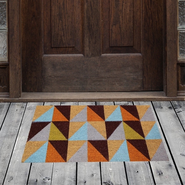 Porch & Den Homestead Triangles Multicolored Coir Doormat - 18 x 30"